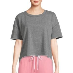 Secret Treasures Boxy Short Sleeve Cropped Top Charcoal Grey Women's Medium 8-10